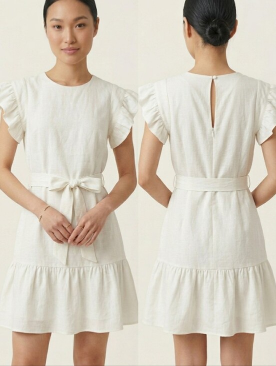 Urban Outfitters Dresses & Skirts - Urban Outfitters Linen Blend Ruffle Sleeve Tie Waist Mini Dress XS